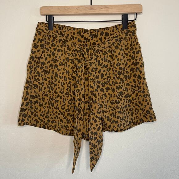 A New Day Animal Print Brown Belted Shorts - Size S - Picture 1 of 5